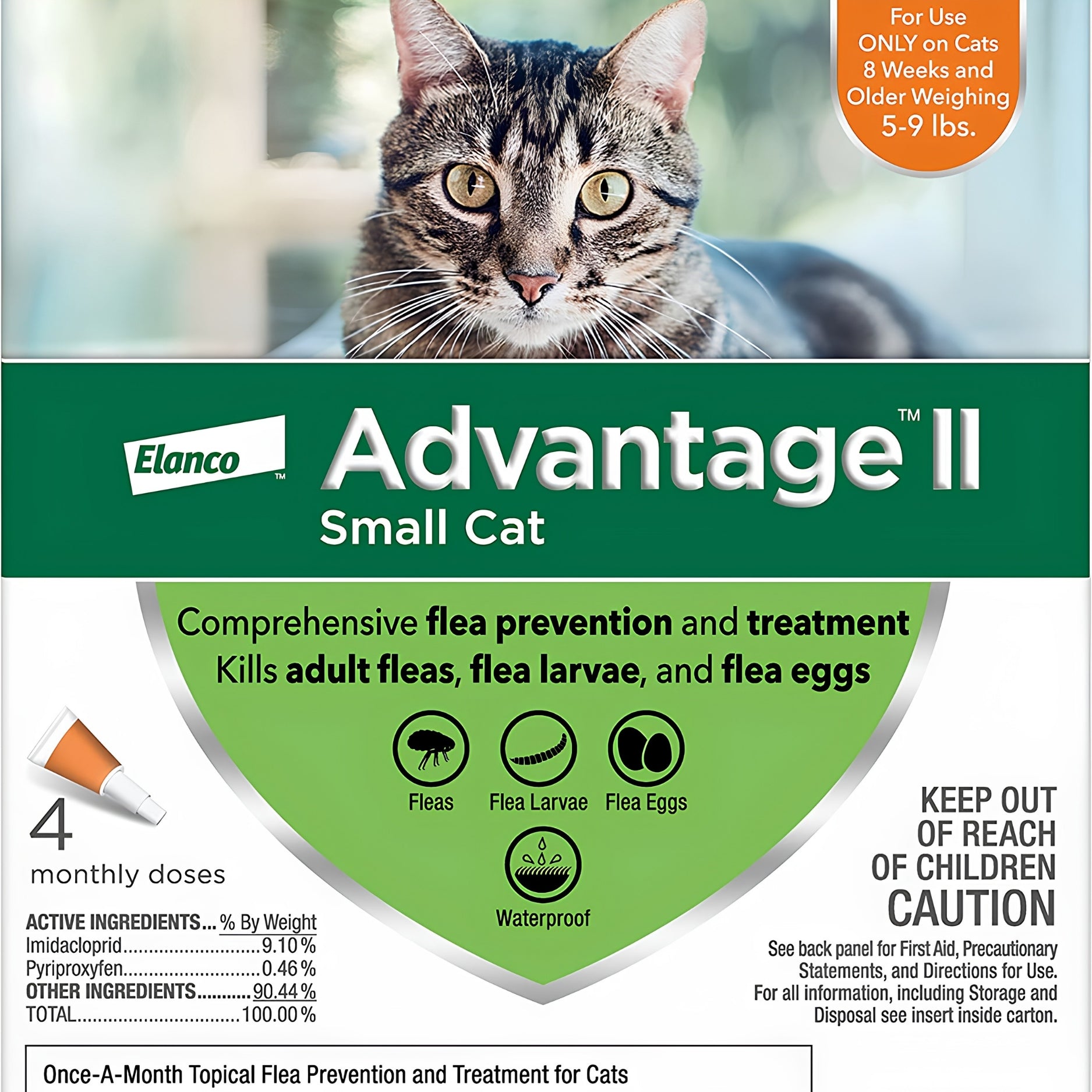 Elanco Advantage II Small Cat 5-9 lb Flea Prevention & Treatment 4 Dose
