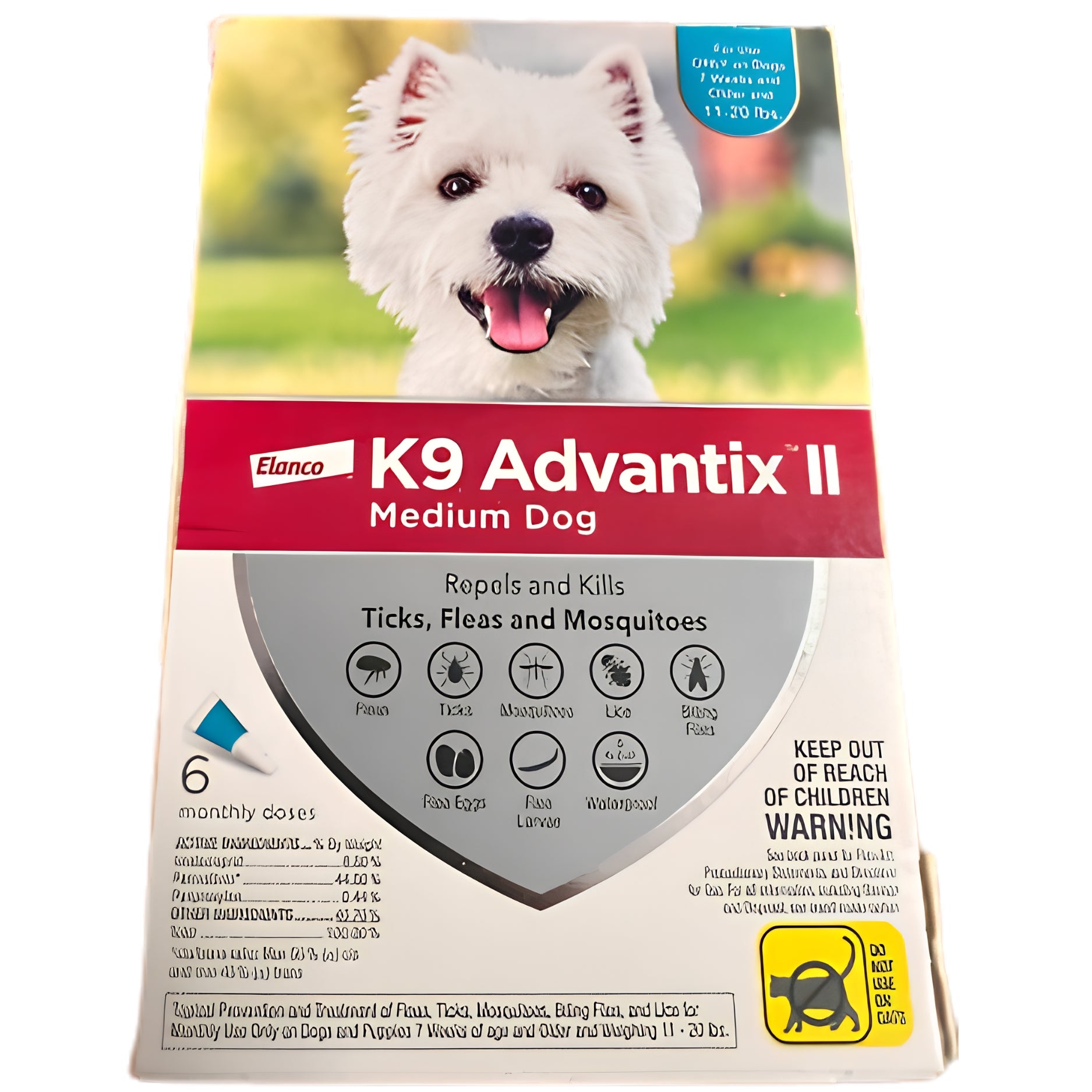 Elanco K9 Advantix II Flea & Tick Treatment & Prevention for Medium Dog 6 Dose