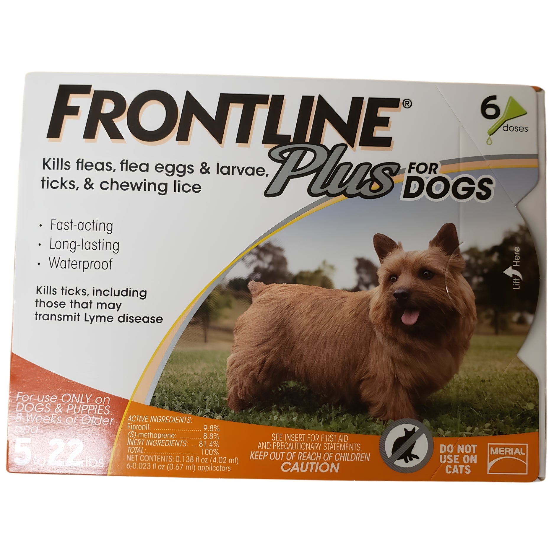 FRONTLINE Plus for Dogs Flea & Tick Treatment, Small Dog, 5-22 lbs, 6 Doses